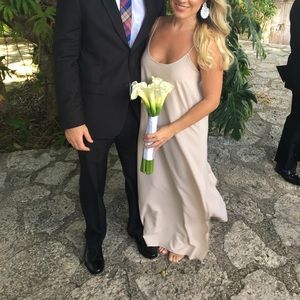 Nude lined chiffon maxi dress size S